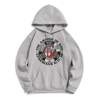 Christianartworkshop Modern Colored Style Crusader Knight Armor of God Fleece Lined Polyester Hoodie