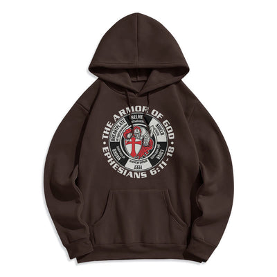 Christianartworkshop Modern Colored Style Crusader Knight Armor of God Fleece Lined Polyester Hoodie