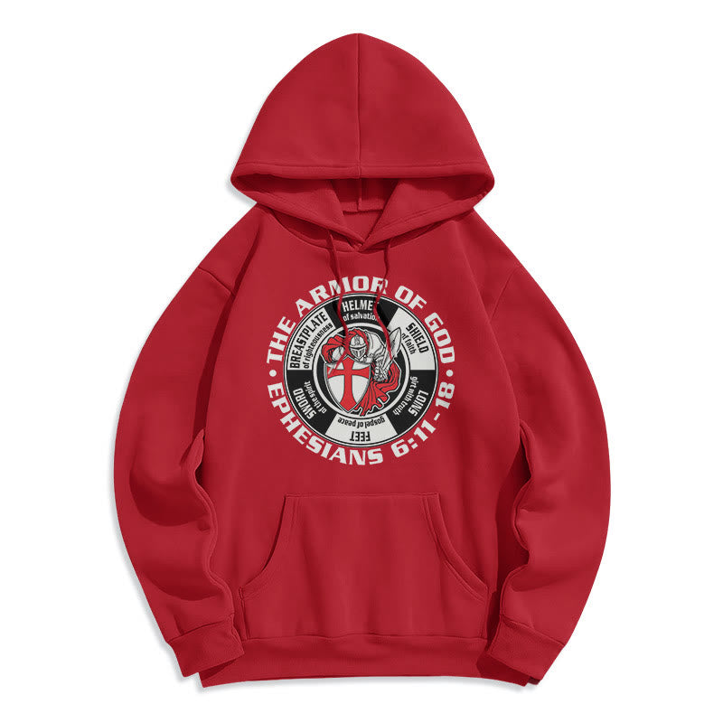 Christianartworkshop Modern Colored Style Crusader Knight Armor of God Fleece Lined Polyester Hoodie