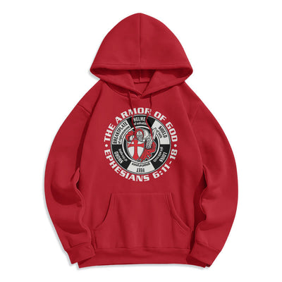 Christianartworkshop Modern Colored Style Crusader Knight Armor of God Fleece Lined Polyester Hoodie