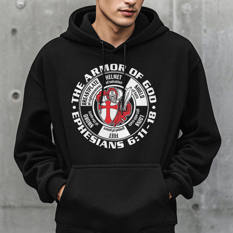 Christianartworkshop Modern Colored Style Crusader Knight Armor of God Fleece Lined Polyester Hoodie
