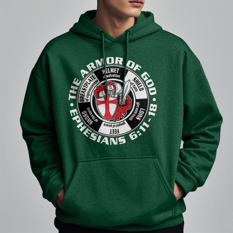 Christianartworkshop Modern Colored Style Crusader Knight Armor of God Fleece Lined Polyester Hoodie