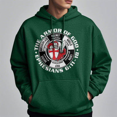 Christianartworkshop Modern Colored Style Crusader Knight Armor of God Fleece Lined Polyester Hoodie