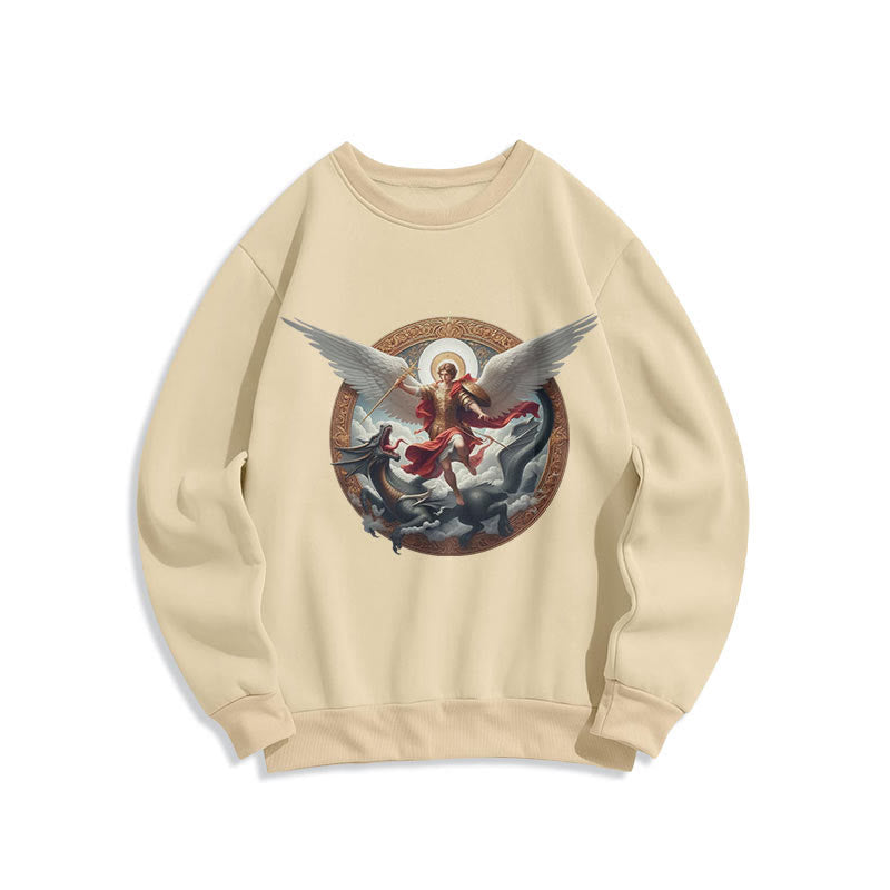 Christianartworkshop Classic Colored Style Triumph of Archangel Michael Fleece Lined Polyester Sweatshirt