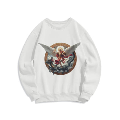Christianartworkshop Classic Colored Style Triumph of Archangel Michael Fleece Lined Polyester Sweatshirt
