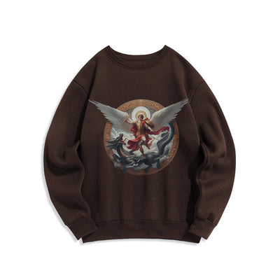 Christianartworkshop Classic Colored Style Triumph of Archangel Michael Fleece Lined Polyester Sweatshirt