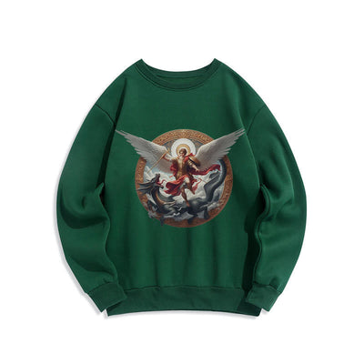 Christianartworkshop Classic Colored Style Triumph of Archangel Michael Fleece Lined Polyester Sweatshirt