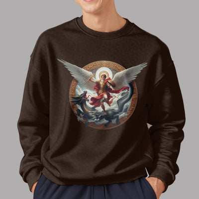 Christianartworkshop Classic Colored Style Triumph of Archangel Michael Fleece Lined Polyester Sweatshirt
