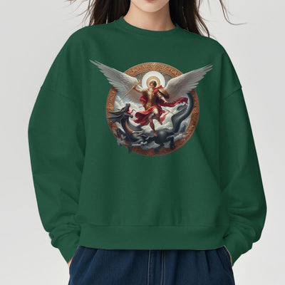 Christianartworkshop Classic Colored Style Triumph of Archangel Michael Fleece Lined Polyester Sweatshirt