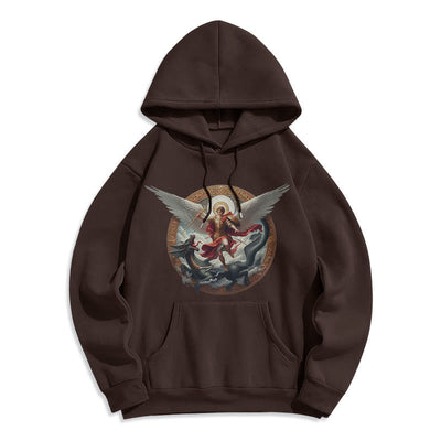 Christianartworkshop Classic Colored Style Triumph of Archangel Michael Fleece Lined Polyester Hoodie