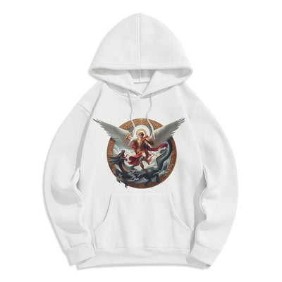 Christianartworkshop Classic Colored Style Triumph of Archangel Michael Fleece Lined Polyester Hoodie