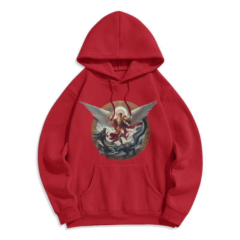 Christianartworkshop Classic Colored Style Triumph of Archangel Michael Fleece Lined Polyester Hoodie