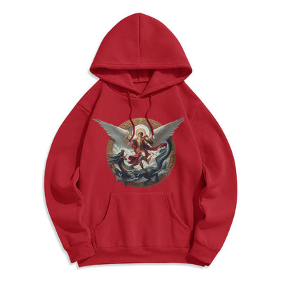 Christianartworkshop Classic Colored Style Triumph of Archangel Michael Fleece Lined Polyester Hoodie