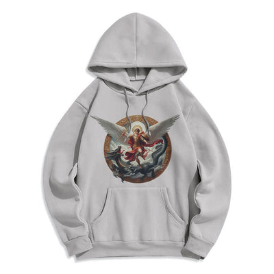 Christianartworkshop Classic Colored Style Triumph of Archangel Michael Fleece Lined Polyester Hoodie