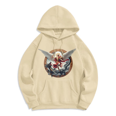Christianartworkshop Classic Colored Style Triumph of Archangel Michael Fleece Lined Polyester Hoodie
