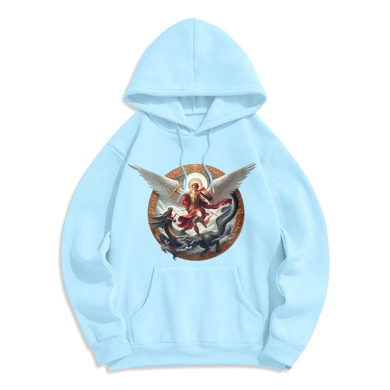 Christianartworkshop Classic Colored Style Triumph of Archangel Michael Fleece Lined Polyester Hoodie