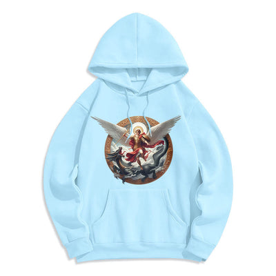 Christianartworkshop Classic Colored Style Triumph of Archangel Michael Fleece Lined Polyester Hoodie