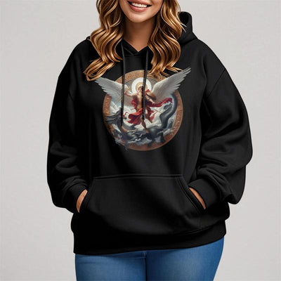 Christianartworkshop Classic Colored Style Triumph of Archangel Michael Fleece Lined Polyester Hoodie