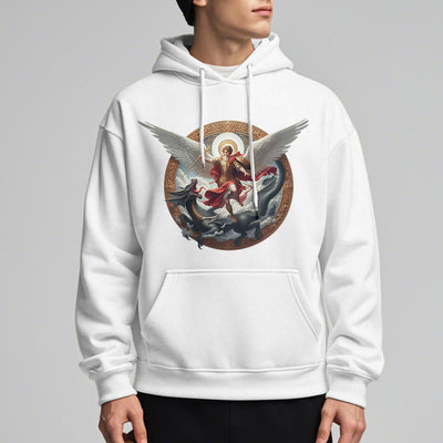 Christianartworkshop Classic Colored Style Triumph of Archangel Michael Fleece Lined Polyester Hoodie