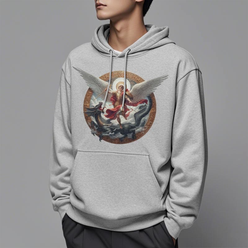 Christianartworkshop Classic Colored Style Triumph of Archangel Michael Fleece Lined Polyester Hoodie