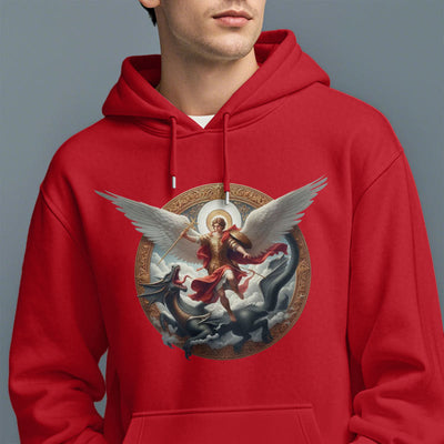 Christianartworkshop Classic Colored Style Triumph of Archangel Michael Fleece Lined Polyester Hoodie
