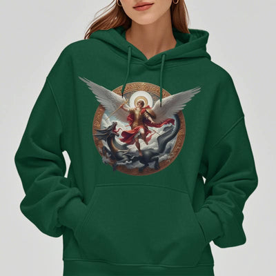 Christianartworkshop Classic Colored Style Triumph of Archangel Michael Fleece Lined Polyester Hoodie