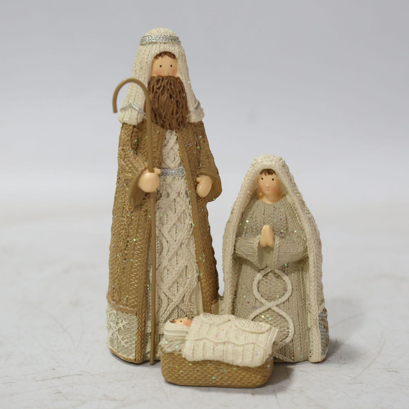 Christianartworkshop Classic Style Resin Knit-Effect Holy Family Figurine Desktop Decorations Ornament