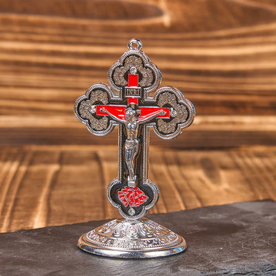 Christianartworkshop Retro Classic Style Radiant Ornate Crucifix Stand Desktop Ornaments