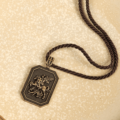 Christianartworkshop Classic Style Saint George and the Dragon Pendant Protection Prayer Necklace