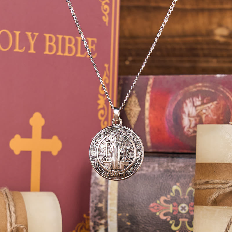 Christianartworkshop Classic Style Crafted St. Benedict Symbol Pendant Necklace(3 color)