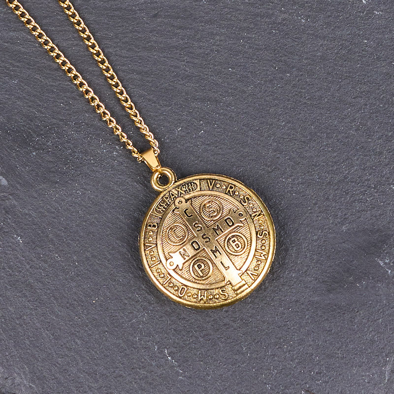 Christianartworkshop Classic Style Crafted St. Benedict Symbol Pendant Necklace(3 color)