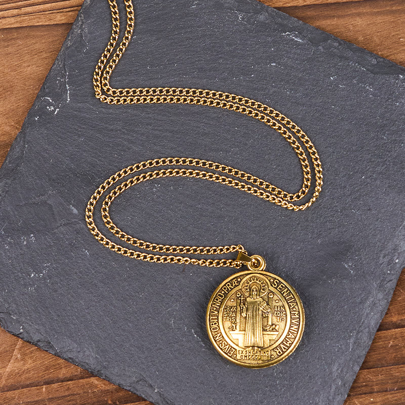 Christianartworkshop Classic Style Crafted St. Benedict Symbol Pendant Necklace(3 color)