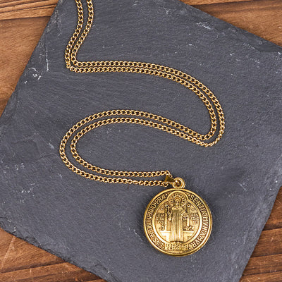 Christianartworkshop Classic Style Crafted St. Benedict Symbol Pendant Necklace(3 color)