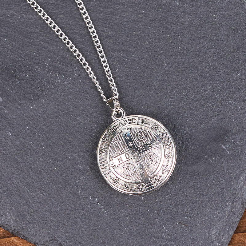 Christianartworkshop Classic Style Crafted St. Benedict Symbol Pendant Necklace(3 color)