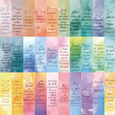 Christianartworkshop 30pcs/set Watercolor Bible Verse Inspiring Quotes Bookmark