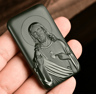 Christianartworkshop Exquisitely Carved Jade Jesus Amulet Necklace - A Discreet Emblem of Devotion and Tranquility