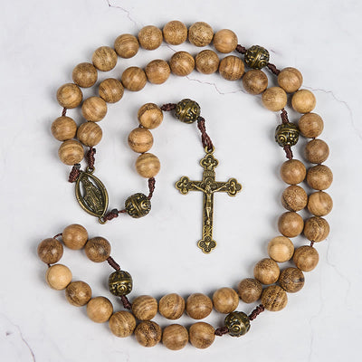 Christianartworkshop 10mm Agarwood & Metal Cloud Bead Handmade Rosary - A Sacred Blend of Tradition and Faith