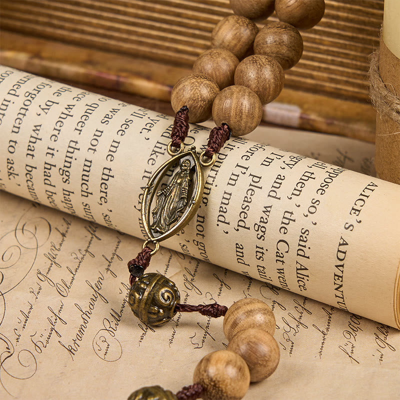 Christianartworkshop 10mm Agarwood & Metal Cloud Bead Handmade Rosary - A Sacred Blend of Tradition and Faith