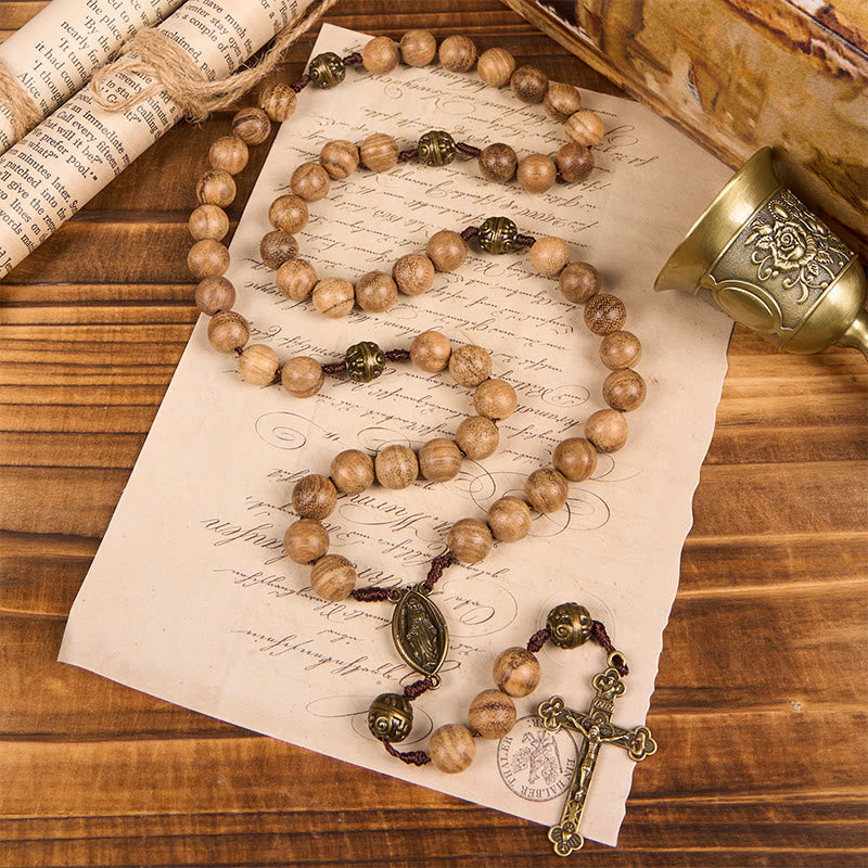 Christianartworkshop 10mm Agarwood & Metal Cloud Bead Handmade Rosary - A Sacred Blend of Tradition and Faith
