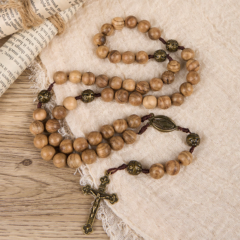 Christianartworkshop 10mm Agarwood & Metal Cloud Bead Handmade Rosary - A Sacred Blend of Tradition and Faith