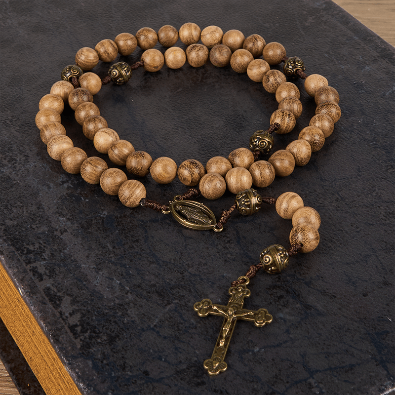 Christianartworkshop 10mm Agarwood & Metal Cloud Bead Handmade Rosary - A Sacred Blend of Tradition and Faith