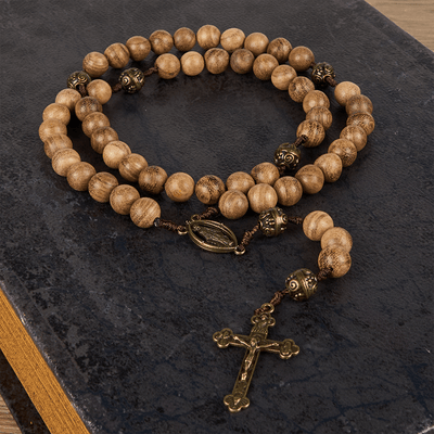 Christianartworkshop 10mm Agarwood & Metal Cloud Bead Handmade Rosary - A Sacred Blend of Tradition and Faith