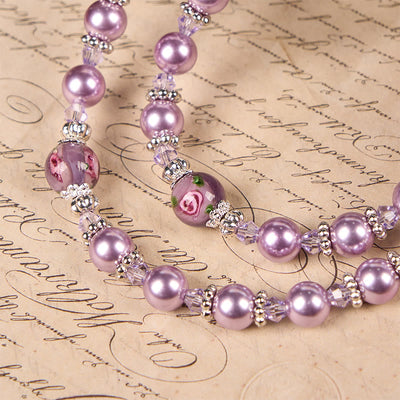 Christianartworkshop Miraculous Medal & Crucifix 8mm Purple Pearl & Crystal Handmade Rosary - Sacred Beads for Holy Prayer