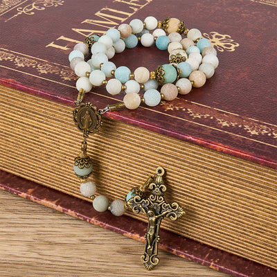 Christianartworkshop Handmade 8mm Matte Amazonite Rosary - A Timeless Piece of Devotion