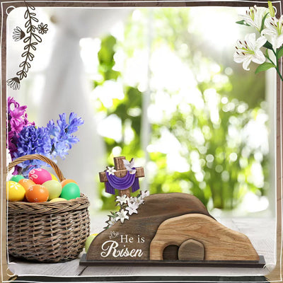Christianartworkshop "He is Risen" Wooden Easter Ornament