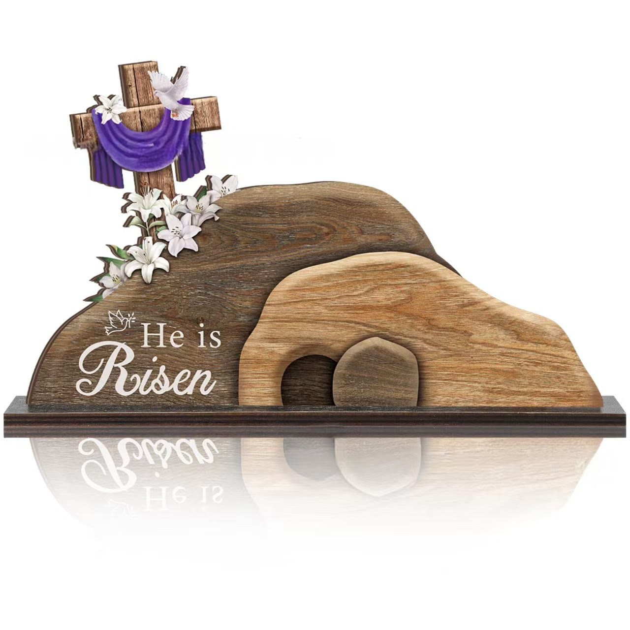 Christianartworkshop "He is Risen" Wooden Easter Ornament