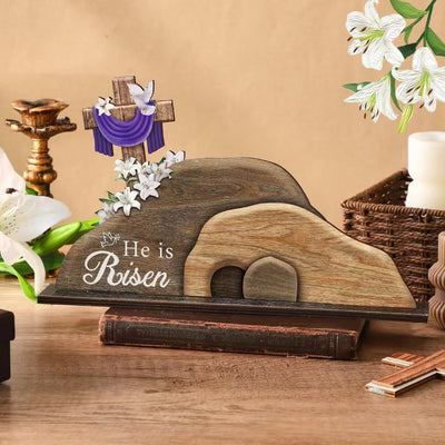 Christianartworkshop "He is Risen" Wooden Easter Ornament