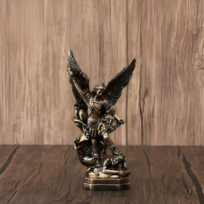 Christianartworkshop Antique Bronze Archangel Michael Statue Ornament