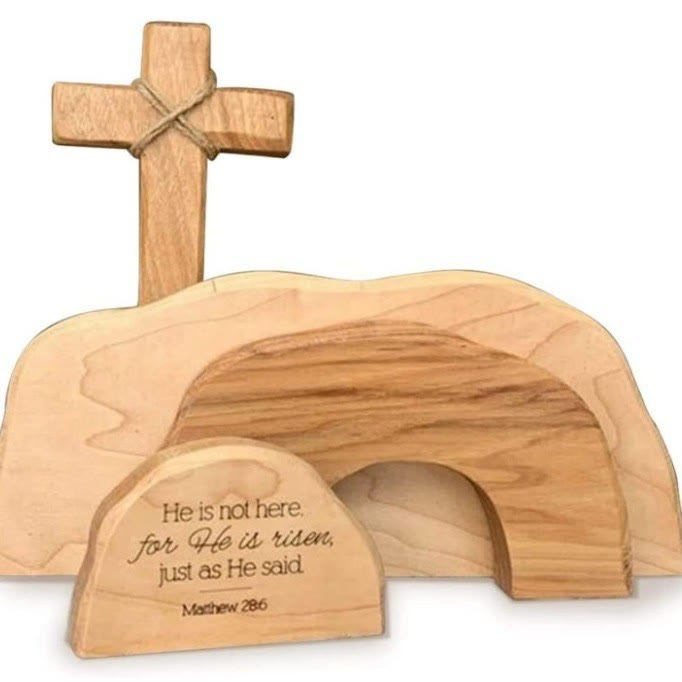 Christianartworkshop The Empty Tomb Easter Scene And Cross Ornament