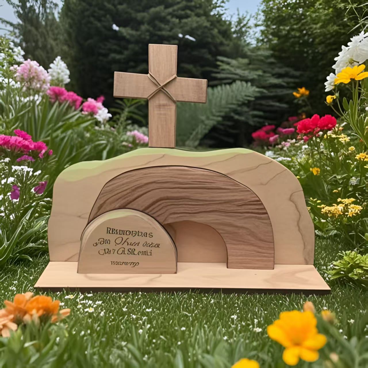 Christianartworkshop The Empty Tomb Easter Scene And Cross Ornament